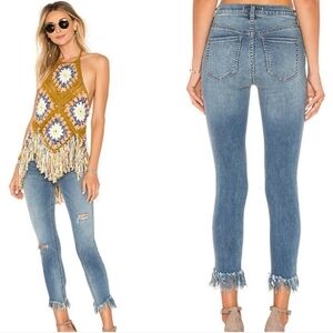 Free People Great Heights Fringe Boho Denim Jean